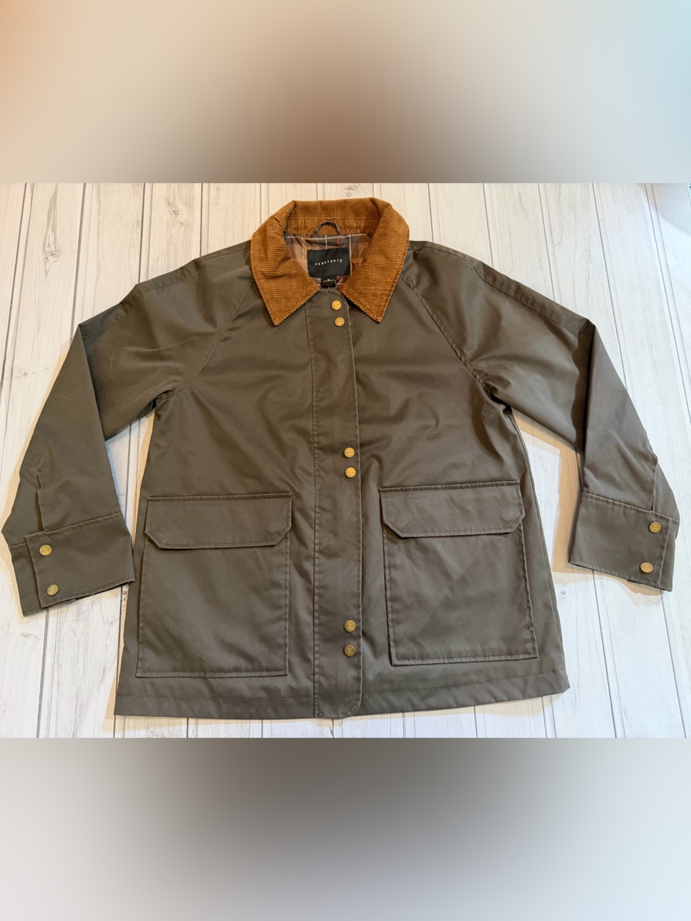 New Sanctuary brown SALG-25789-STC barn jacket with corduroy collar. Size medium - Picture 6 of 16